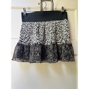 Y2K 90s Black Leopard Mini Skirt XS Whimsigoth Dark Fairy Romantic Grunge Punk